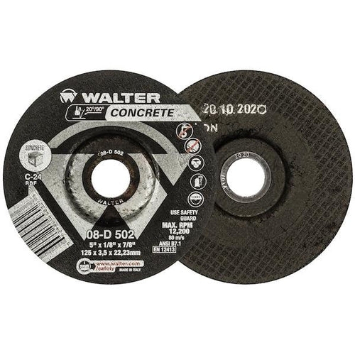 Walter Concrete Grit Inding Wheel 5 In. X 1/8 In. X 7/8 In. C-24