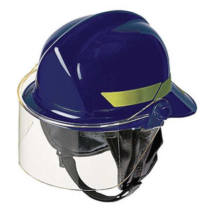 Bullard Fire Helmet, Modern Style (Blue Thermoplastic, w/ Black NomexR) Ear/Neck Protector, Faceshield)