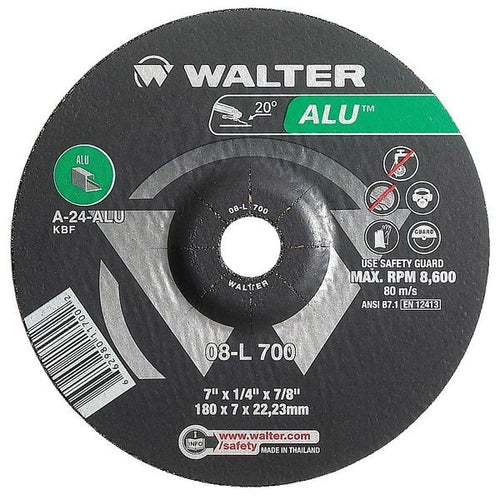 Walter Depressed Center Grinding Wheel, Type 27, 0.125 In Thick, Aluminum Oxide