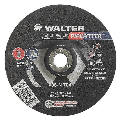 Walter Depressed Center Grinding Wheel, Type 27, 0.125 In Thick, Aluminum Oxide