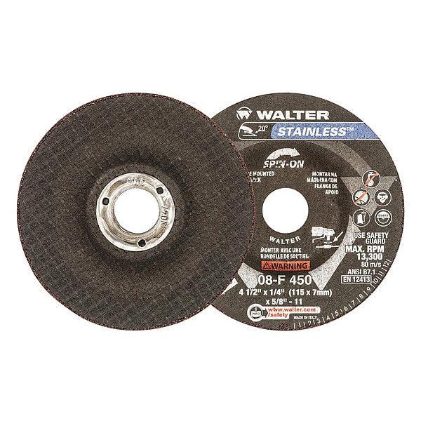 Walter Depressed Center Grinding Wheel, Type 27, 0.25 In Thick, Aluminum Oxide