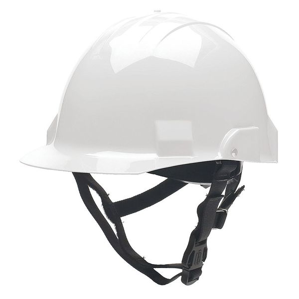 Bullard Fire/Rescue Helmet (White Thermoplastic w/ 8-Point Ratchet Suspension and 2-Point Chinstrap, Vinyl Brow Pad)