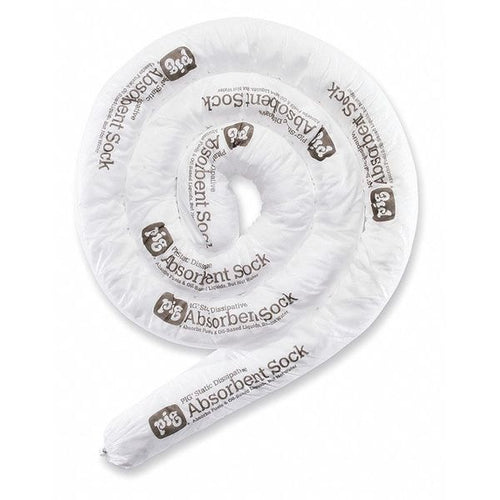 Sorbents, 15 gal, 3 in x 10 ft, Oil, White, Polypropylene