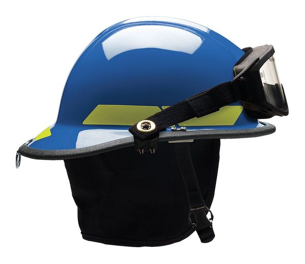 Bullard Fire Helmet, Modern Style (Blue Thermoplastic, w/ Goggles)