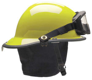 Bullard Fire Helmet, Modern Style (Lime-Yellow Thermoplastic, w/ Goggles)