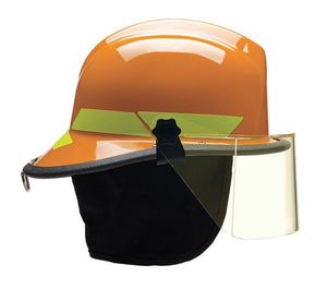 Bullard Fire Helmet, Modern Style (Orange, w/ Quick-AttachTM) 4 in Faceshield)