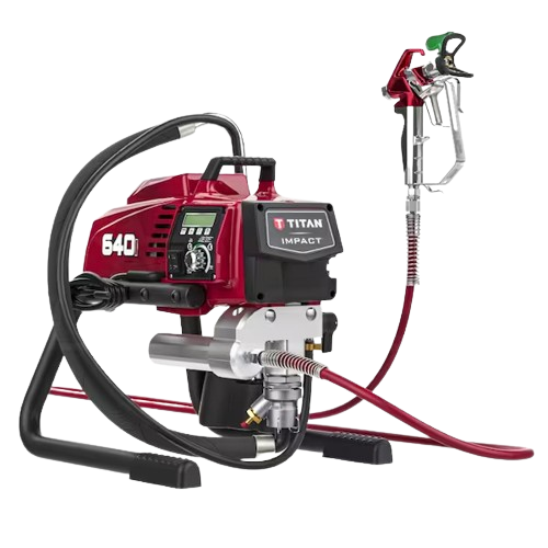 Titan 2419187 Impact 640I 3300 PSI 0.70 GPM Electric Skid Airless Sprayer w/ Gun, Hose & Tip