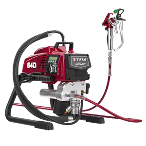 Titan 2419187 Impact 640I 3300 PSI 0.70 GPM Electric Skid Airless Sprayer w/ Gun, Hose & Tip