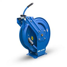 Load image into Gallery viewer, AG-Lite 100% Rubber 3/4" X 65' Water Hose XL Dual Arm 18 Gauge Retractable Reel.  3/4" Male and Female GHT Fittings.  500 PSI Burst Rating.  Includes 6' Lead In Hose and Nozzle