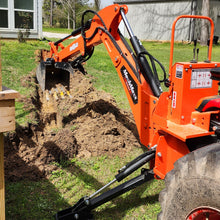 Load image into Gallery viewer, MechMaxx 8' Tractor Backhoe Attachment with Mechanical Thumb, 15" Bucket, ISO/SAE Switchable Controls, Self-Contained Hydraulic System, 3 Point Hitch Cat.1 &amp; 2, 20-100 HP, BH760M