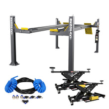 Load image into Gallery viewer, BendPak HDSO-14AX Four-Post Alignment Lift Package with RJ7W Rolling Jacks and Airline Kit (5175901)