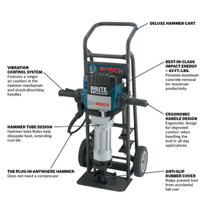 Bosch Brute Turbo 1-1/8 In. Hex Breaker Hammer with Deluxe Cart