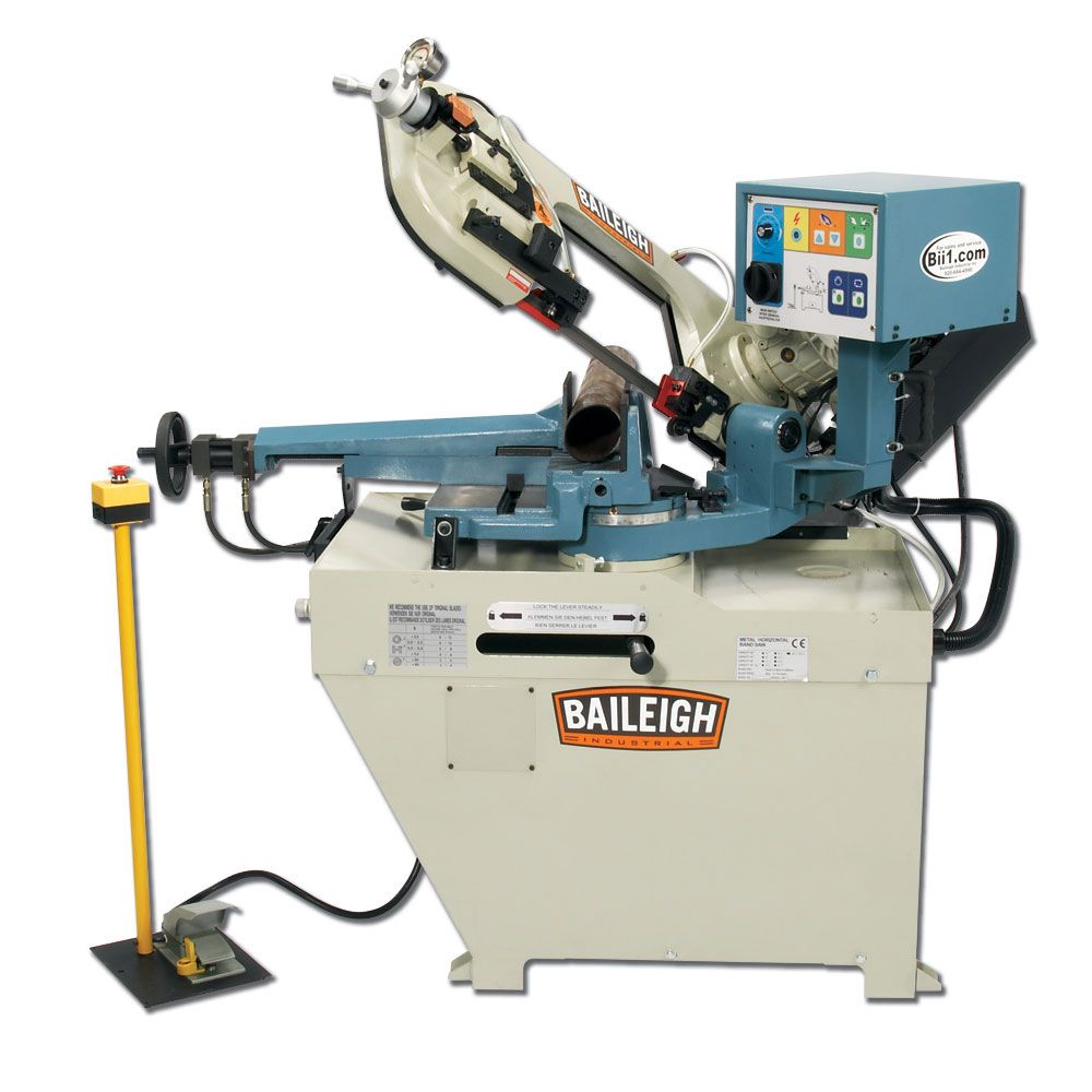 Baileigh Industrial - 220 Volt Single Phase Dual Mitering Semi-Automatic Metal Cutting Band Saw 1