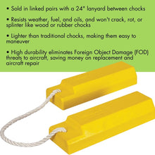 Load image into Gallery viewer, 21" Aviation Wheel Chocks for Small to Mid-Sized Aircraft, Roped Pair with Rubber Pad — image 4 of 5