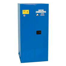 Load image into Gallery viewer, 55 Gallon, 1 Drum Vertical, 2 Door, 1 Shelf, Manual Close, Metal Corrosive Safety Cabinet, Blue - CRA1926X