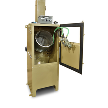 Load image into Gallery viewer, Clemco ZERO 4-gallon tumble-basket blast cabinet, door open showing the front-facing basket and twin #5 BNP blast guns