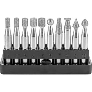 Steelex Plus D2470 - Diamond Burr, 10 pc. Set 1/4" Shank