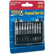 Load image into Gallery viewer, Steelex Plus D2470 - Diamond Burr, 10 pc. Set 1/4&quot; Shank