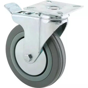 Steelex D2600 - 5" Gray Rubber Swivel Caster w/ Double Brake