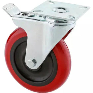 Steelex D2612 - 5" Red Polyurethane Swivel Caster w/ Brake