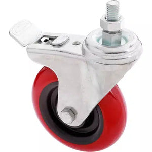 Steelex D2616 - 4" Red Polyurethane Swivel Caster w/ Brake, Threaded