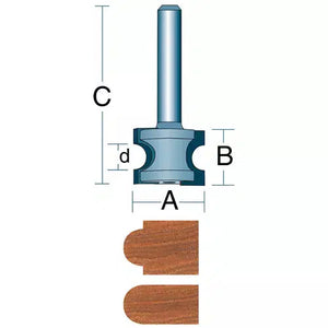 Roman Carbide DC1024 - 1/2" Bull Nose 1/4" Shank