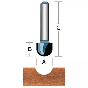 Roman Carbide DC1064 - 1" Round Nose 1/2" Shank