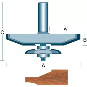 Roman Carbide DC1408 - 3" 15° Face Cut Panel with Undercutter 1/2" Shank