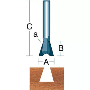 Roman Carbide DC1430 - 3/8" 8° Dovetail Extra Length 1/4" Shank