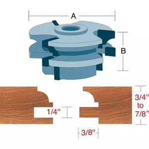 Roman Carbide DC2165 - Stile & Rail Cabinet Set Quarter Bead 3/4" Bore