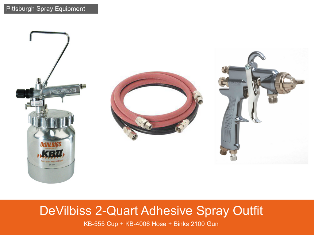 DeVilbiss 2-Quart Adhesive Spray Outfit — Pressure Cup + Hose + Binks 2100 Gun