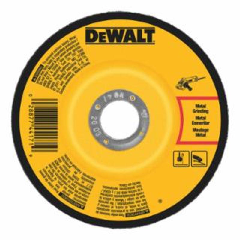 DeWalt Type 27 Depressed Center Wheels, 4 1/2 in, A24R Grit, 13,300 rpm, Aluminum Oxide 
10 EA / CA