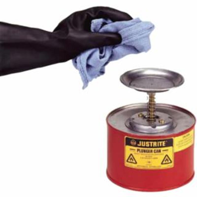 Justrite Plunger Cans, Hazardous Liquid Storage Can, 2 qt, Red 1 CAN / CAN