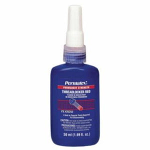 PERMATEX Permanent Strength Red Threadlocker, 50 mL, 1 in Thread, Red