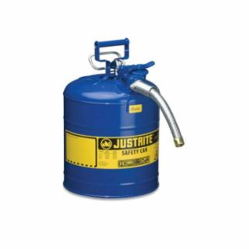 Justrite Type II AccuFlow™ Safety Can, Kerosene, 5 gal, Blue, Includes 1 in OD Flexible Metal Hose 1 EA / EA