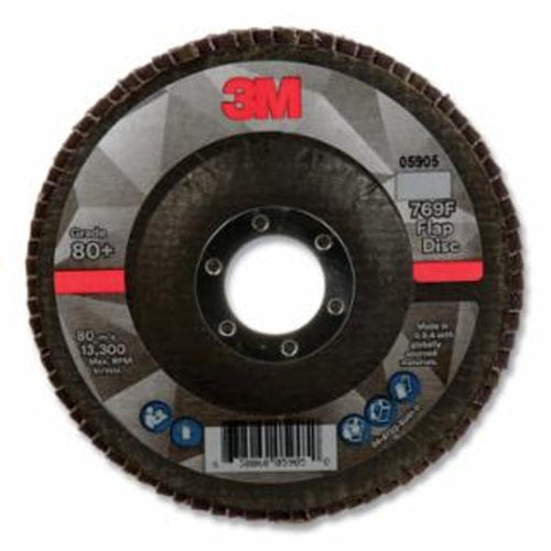 3M Coated Flap Discs 769F, 4-1/2 in dia, 80+ Grit, 13,300 rpm 10 EA / Case