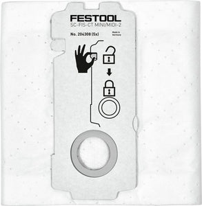 Festool SELFCLEAN Filter Bag for CT MINI/MIDI-2/CTC MIDI/CT 15, 5-Pack 204308