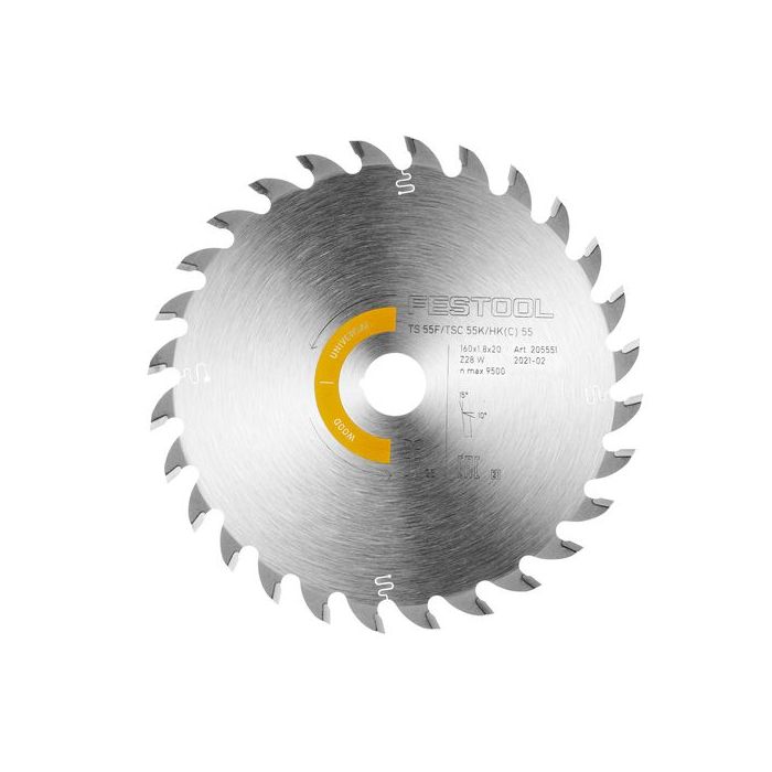 Festool Universal Wood Cross-Cut 28 Tooth Saw Blade for TS 55 F/TSC 55 K/HK 55/HKC 55 205560