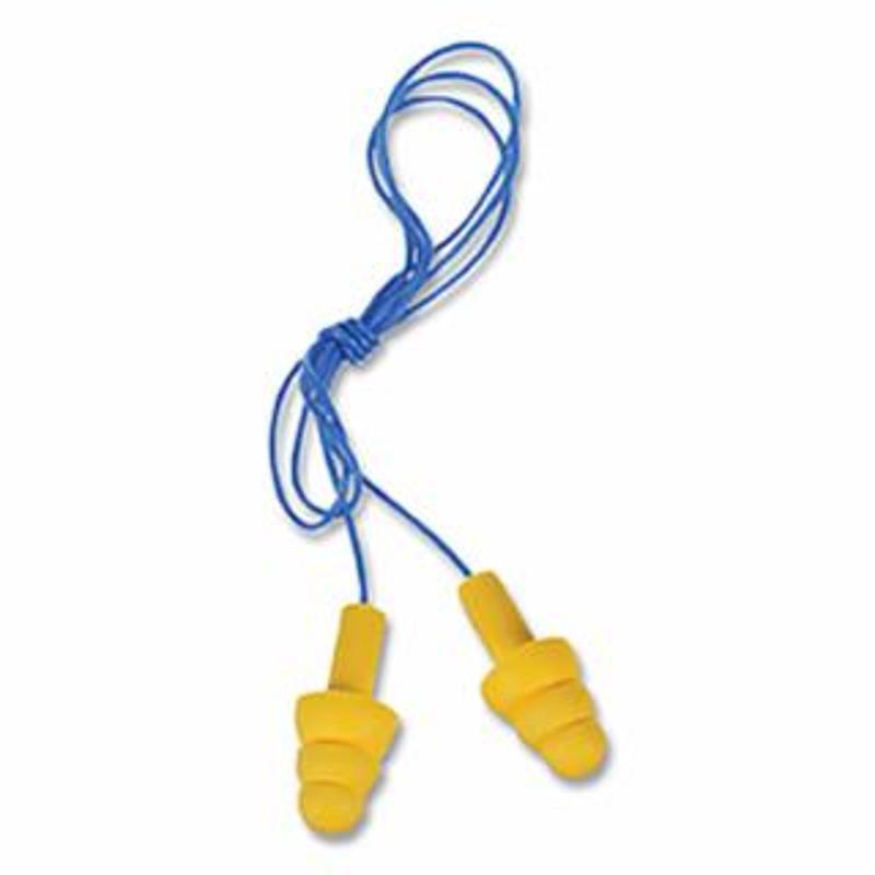 3M E-A-R™ Ultrafit™ Earplugs, Elastomeric Polymer, Yellow, Corded, Poly Bag 100 PR / BX