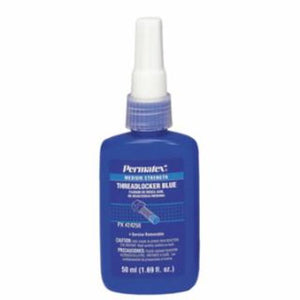 PERMATEX Medium Strength Blue Threadlocker, 50 mL, 1/4 in to 3/4 in Thread, Blue, Liquid