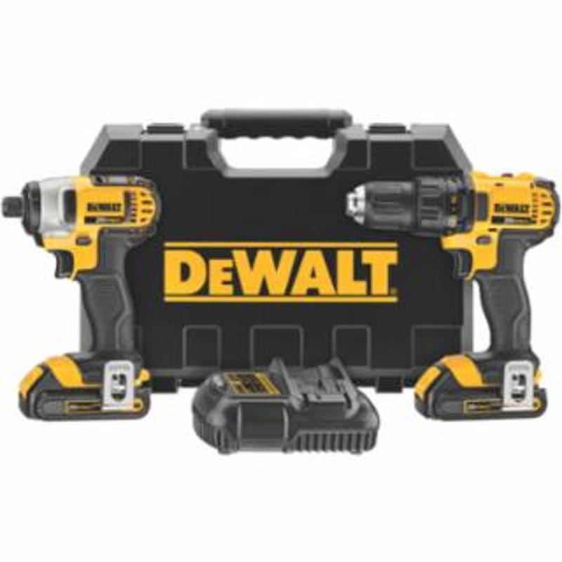 DeWalt 20V MAX* Cordless Combo Kit, DCD780 1/2 in Drill/Driver; DCF885 1/4 in Impact Driver 
1 EA / EA