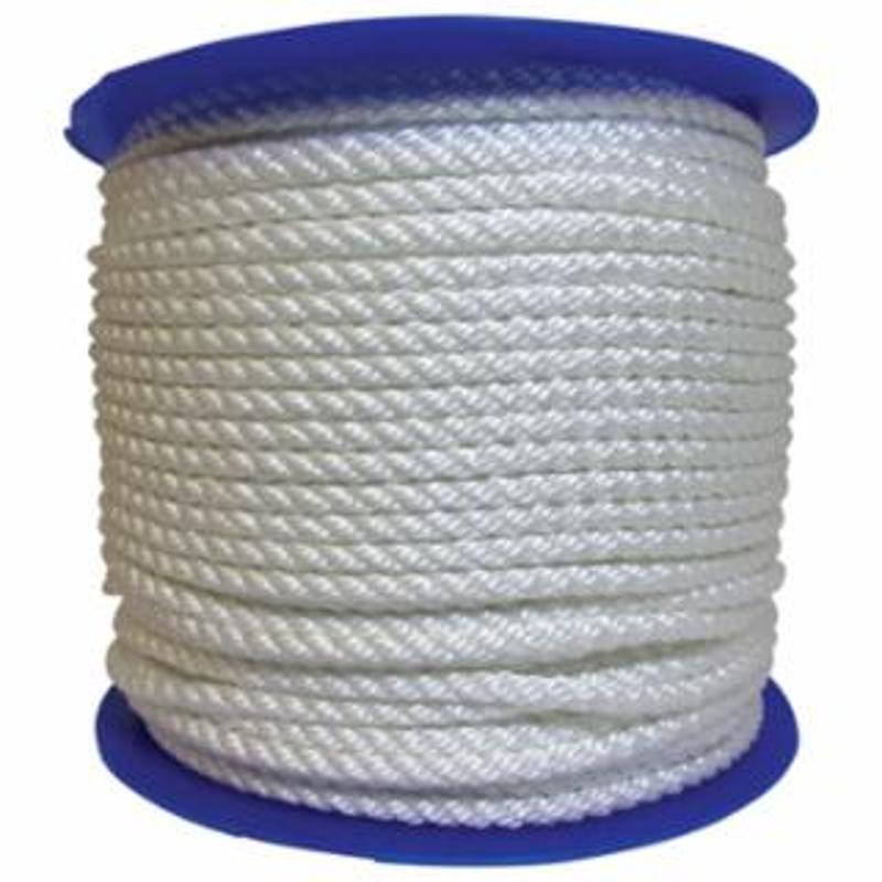 ORION ROPEWORKS INC Twisted Nylon Ropes, 3/8 in x 600 ft, Nylon, White