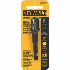 DeWalt Impact Ready® Socket Adaptor, 1/4 in Input Drive, 1/2 in Output Drive 
1 EA / EA