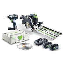 Load image into Gallery viewer, Festool Cordless Impact Driver &amp; Track Saw Combo Kit with Guide Rail TID 18 + HKC 55 + FSK 250 577119