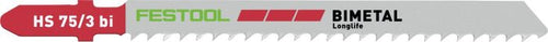 Festool Plastics Solid Cut 3 in. Jigsaw Blade HS 75/3 bi, 5-Pack 204336
