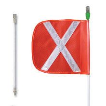 Load image into Gallery viewer, General-Purpose 10' Lighted Warning Whip Split Pole w/ Quick Disconnect Base 12" Orange Flag White X — image 2 of 2