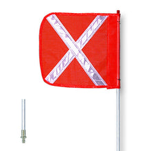 Load image into Gallery viewer, General-Purpose 3' Non-Lighted Warning Whip w/ Quick Disconnect Base 12" Orange Flag White X