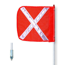 Load image into Gallery viewer, General-Purpose 5' Non-Lighted Warning Whip w/ Threaded Hex Base 12" Orange Flag White X — image 2 of 2