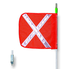 Load image into Gallery viewer, General-Purpose 5' Lighted Warning Whip w/ Threaded Hex Base 12" Orange Flag White X