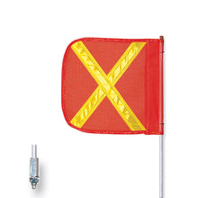 Load image into Gallery viewer, General-Purpose 5' Non-Lighted Warning Whip w/ Threaded Hex Base 12" Orange Flag Yellow X — image 2 of 2